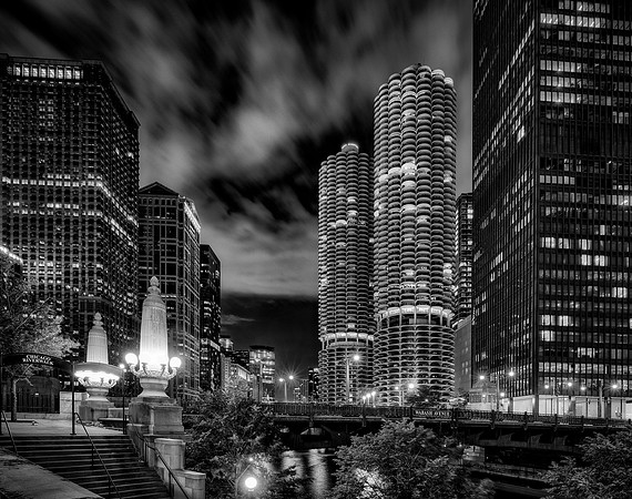Chicago Night Marina Towers