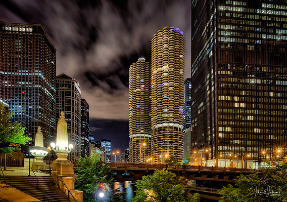 Chicago Night Marina Towers