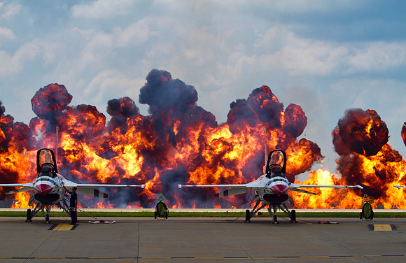 Thunderbirds Explosive Backdrop