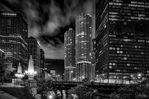 Chicago Night Marina Towers