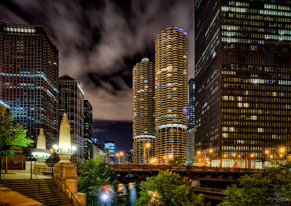 Chicago Night Marina Towers
